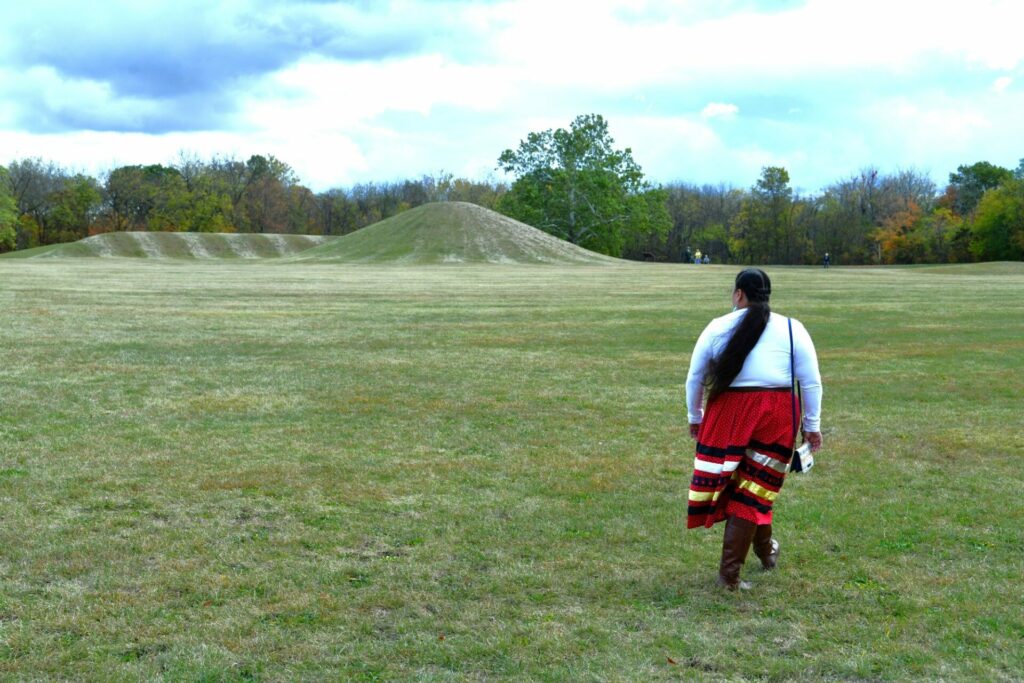 Native American walking in Hopewell Culture area